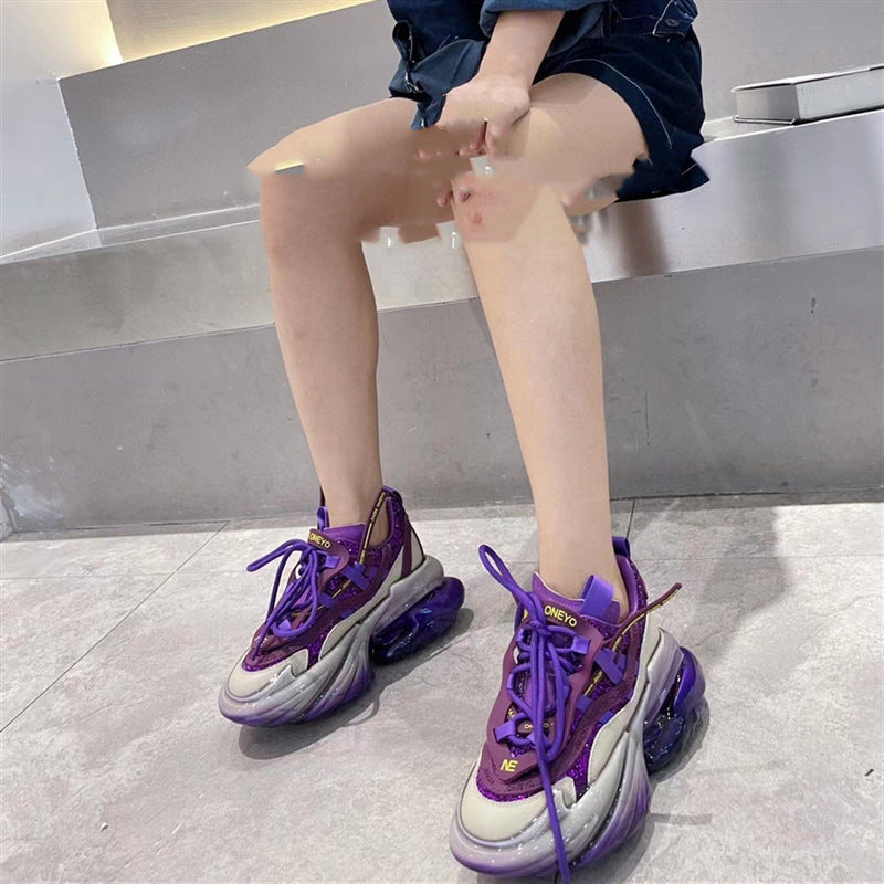 Leather Thick Soled New Jelly High Casual Sports Shoes For Women