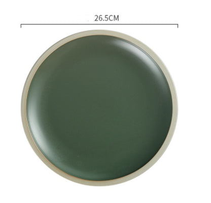 Morandi Ceramic Matte Western Dinner Plate Household Round Tableware Set Western Plate Pasta Flat Cake