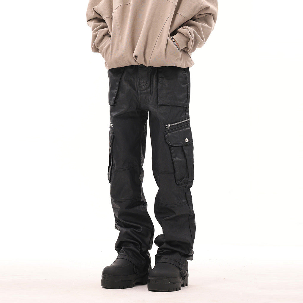 Zipper Multi-pocket Functional Overalls Stacked Casual Pants