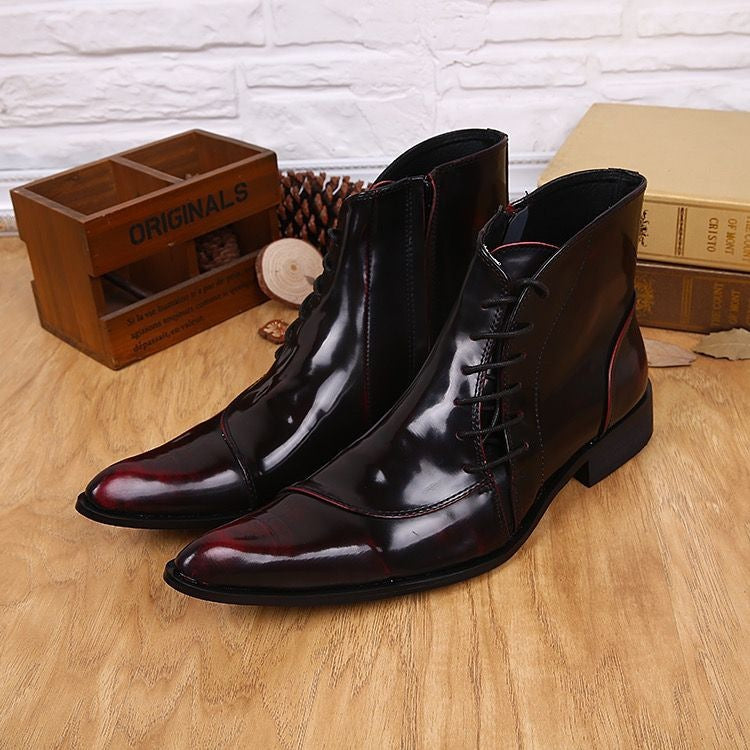 New Collection Light Luxury New Korean Style Men's Pointed Leather Boots