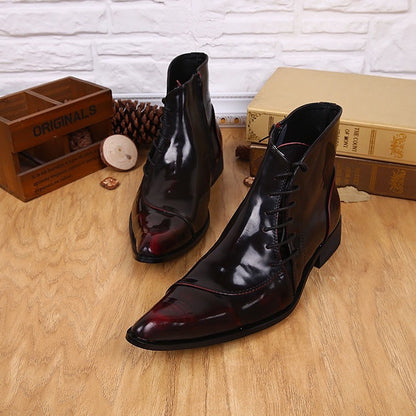 New Collection Light Luxury New Korean Style Men's Pointed Leather Boots